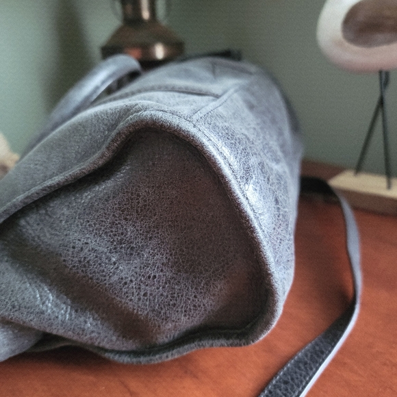 Aimee Kestenberg Heston Satchel Charcoal Gray Washed Nubuck Leather Bag - Picture 11 of 15